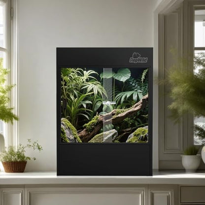 33 Gallon PVC Tall Reptile Terrarium, 18x18x24 Arboreal Enclosure | Vertical Habitat Enclosure with Sliding Door & Heavy-Duty Screen for Amphibians, Crested Gecko Lizard Chameleon - size: 18"W x 18"D x 24"H