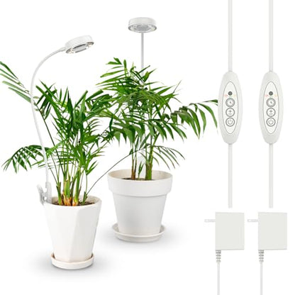 SANSI Grow Lights for Indoor Plants, Pot Clip-On Plant Lights, 10W 2-Pack | Plant Lights for Indoor Growing, Full Spectrum LED Grow Lights, 4-Level Dimmable, 3/6/12H Timer,4000K - size: 2-Pack