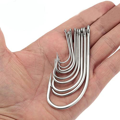Saltwater Fishing J Hooks O'Shaughnessy Forged Extra Strong Stainless Steel Trolling Sea Bass Striper Snapper Fishing Hooks, Size 1/0-10/0 - size: 5/0-30pcs