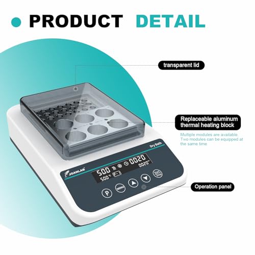 DB100-2P Dry Bath, 100℃ Programmable 0.2mlx96, 1.5mlx35 | Digital thermostatic block heater, heating, RT+5℃ to 100℃, 9 programs, timer, 0.2ml & 1.5ml block, for lab incubation - size: 0.2ml&1.5ml (Dual-Block)