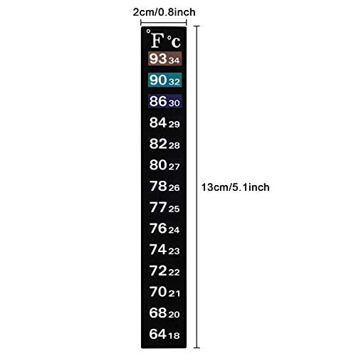 BBTO 20 Pieces Stick on Temperature Strip Adhesive Thermometer Sticker Aquarium Thermometer Sticker in Degree Fahrenheit and Celsius Display for Fish Tank and Aquarium