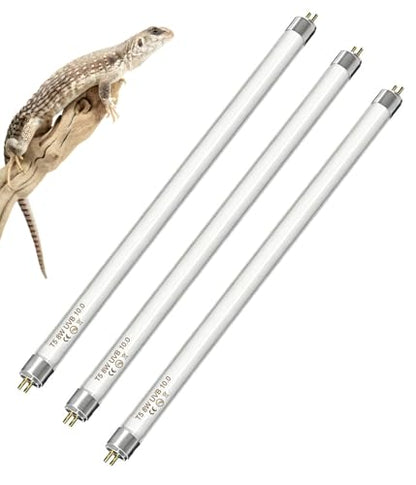 3 Pack 12 Inch T5 Reptile UVB Light Tube 8W 10.0 UVA UVB Reptile Bulb Tropical Desert Habitat Lamp for Reptiles Amphibians Pets - size: 10.0 UVB 3-Pack