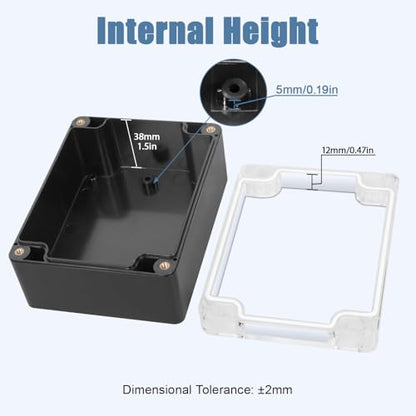 Junction Box with Clear Cover IP65 Waterproof Project Box Dustproof ABS Plastic Electrical Project Boxes Universal Enclosure, Black 4.5"x 3.5"x 2.1"(115x90x55mm)(Pack of 2) - color: 2 packs, size: 4.5"x 3.5"x 2.1"