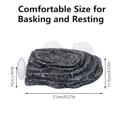 Turtle Basking Platform, Climbing Ramp Rock Turtle Dock for Aquarium | Turtle Tank Decor With 3 Suction Cups, Resting Terrace for Terrapins and Frogs - style: Faux Rock