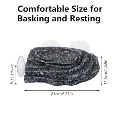 Turtle Basking Platform, Climbing Ramp Rock Turtle Dock for Aquarium | Turtle Tank Decor With 3 Suction Cups, Resting Terrace for Terrapins and Frogs - style: Faux Rock