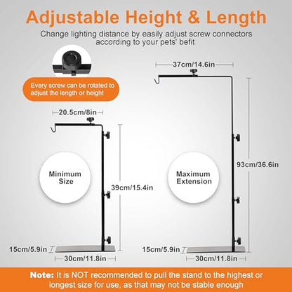 Simple Deluxe Reptile Light Stand Adjustable 15-36.6 inch Floor Lamp Holder, Metal Bracket for Reptile Tank & Terrarium Heating Light - size: Lamp Stand L