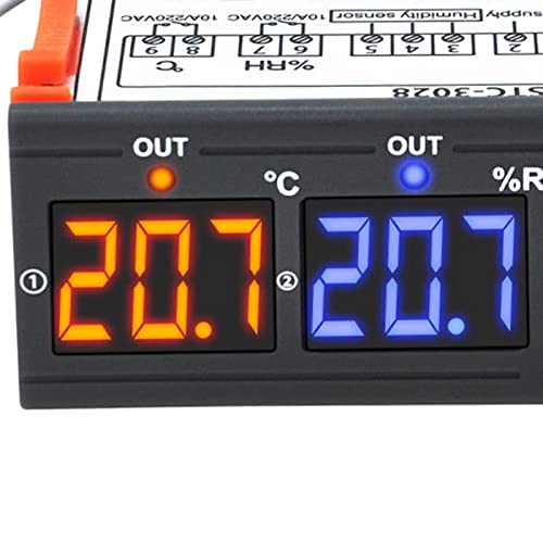 Jeffergarden Digital Temperature Humidity Controller ABS LED Display Hygrometer Thermometer Monitor 10A Relay 4 to 176 Fahrenheit Portable for Breeding Farm Incubation Brewing (110V-220V)
