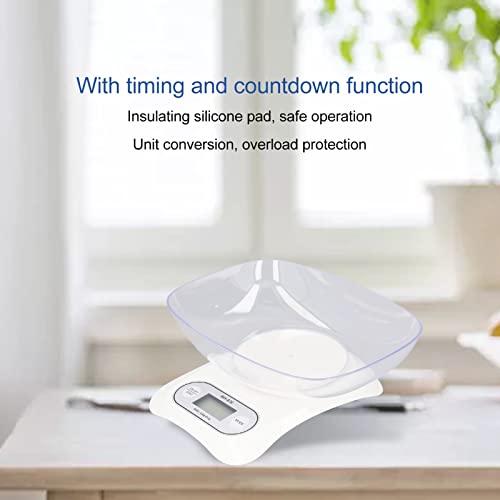 Digital Gram Scale, Small Jewelry Scale with Weighing Bowl and Insulated Silicone Mat, Gram Scale with USB Cable with Timer and Countdown Function, Digital Herb Scale for Food, Mini Reptiles