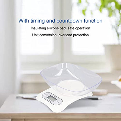 Digital Gram Scale, Small Jewelry Scale with Weighing Bowl and Insulated Silicone Mat, Gram Scale with USB Cable with Timer and Countdown Function, Digital Herb Scale for Food, Mini Reptiles