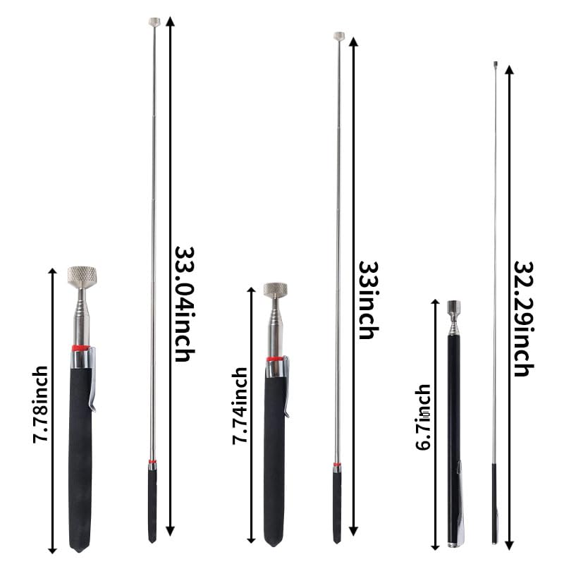 7 Pack Telescoping Magnetic Pickup Tool Set | 3Pcs Round and Square Inspection Mirror Telescoping with LED Lights, 4Pcs Magnet Stick Best Gadgets Gifts for Men - size: 7