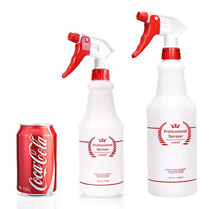 Plastic Spray Bottles 2 Pack, 32 Oz, Heavy Duty Sprayer, All-Purpose, Red | Chemical Resistant, Mist & Stream, Leak-Proof, Better Trigger, Measurements, for Cleaning Solutions, Planting, Car Detailing - color: Red