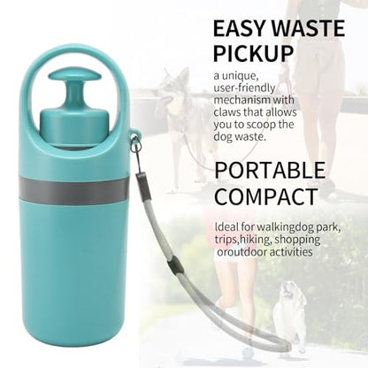 Dog Pooper Scooper, Portable No Touch Poop Scooper for Small Medium Large Dogs, Dog Waste Pick-up Cleaner with 15PCS Bag Attachment and Leak-Proof Waste Storage Container