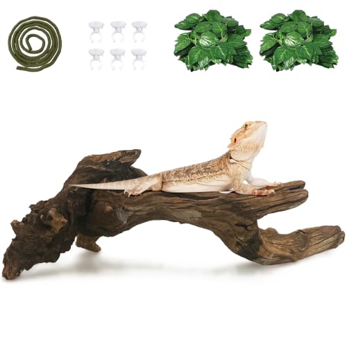 Hamiledyi Reptile Wood Branches 16" Length Snake Climbing Branch Lizard Habitat Natural Wood Decoration Bearded Dragon Climbing Accessories for Leapord Gecko