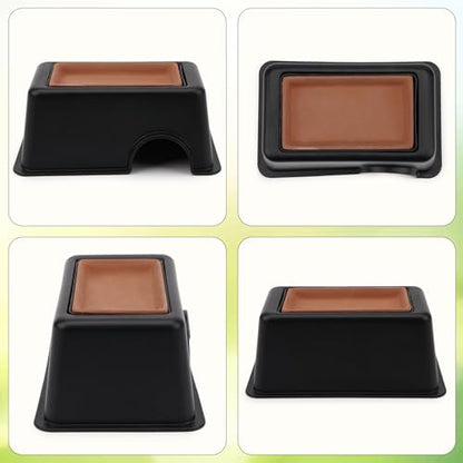 Hypeety Reptile Hide Box Small Animal Hide Cave for Snakes Lizards Geckos | Smooth surface, with pottery sink, maintain humidity, helps peeling, hollow design at the top, easy to clean, balck, 3-in-1