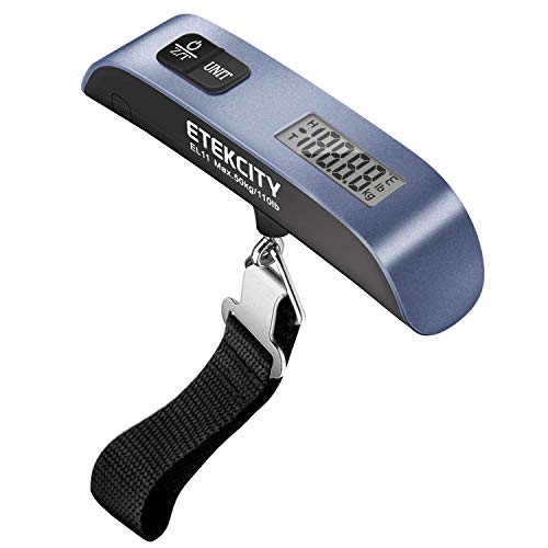 Etekcity Luggage Scale, Digital Suitcase Weight Scale for Travel, 110 lb | Travel Essentials, Air Travel, Suitcase, Hanging Hook, Rubber Grip, Battery Included, Easy-to-Read Display - color: Bright Blue