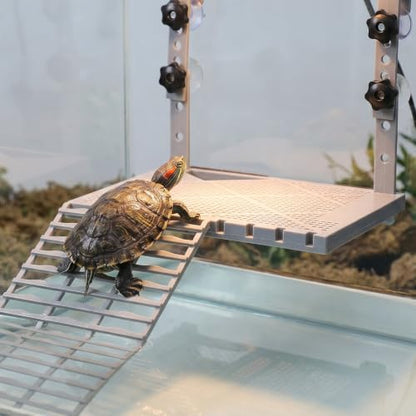 YARNOW Large Turtle Basking Platform for Aquatic Turtles, Sturdy Floating Reptile Habitat Dock with Non-Slip Ramp, Tank Accessories