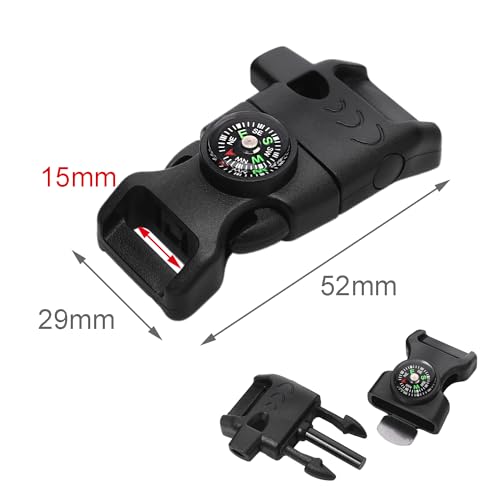 CooBigo 5/8" Compass Whistle Buckle Plastic Paracord Bracelet Outdoor Camping Emergency Survival Travel Kits - color: 6pcs 5/8 Inch Assorted