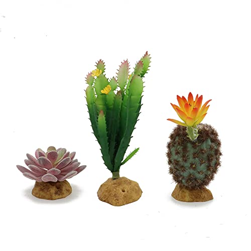 Reptile Plants Succulent Artificial Terrarium Decor Set 3 For Lizard | Desert Rain Forests Plants,Bearded Dragon Chameleon Gecko Snake Amphibian - color: Set 3