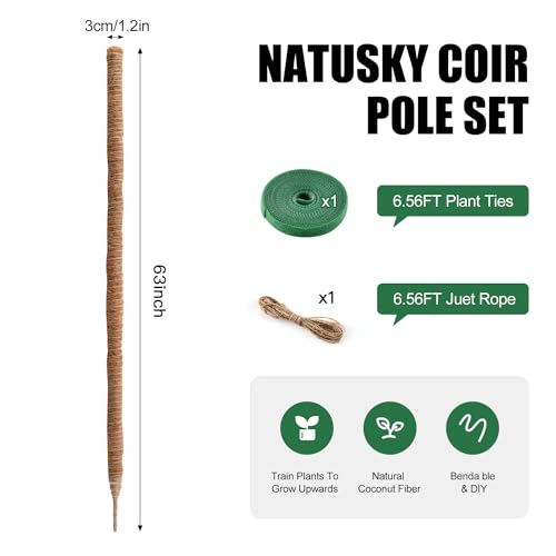 Moss Pole 63 Inch Monstera Plant Sticks Support Tall Long Stakes for Plants | Climbing Indoor Large Bendable Handmade DIY Shape Grow Upwards - color: 1 Pack