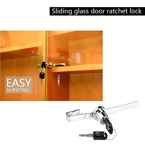 Sissinda Sliding Glass Door Lock Display Case Lock Ratchet Lock with Chrome Finish, Security, Keyed Alike Showcase Display (2 PC) - size: 2 PC