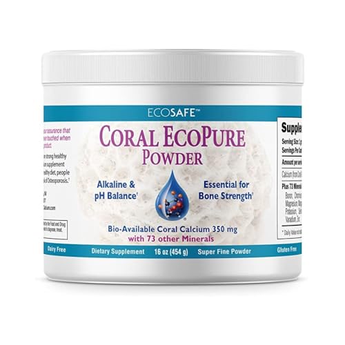 Coral Calcium Powder, Ecopure Calcium Supplement, 16 Ounces | Ancient Seabed Coral Calcium Powder; Supports Bone Health; 72+ Trace Minerals; Easy to Mix Powder; manufactured in the USA - size: 16 Ounce (Pack of 1)