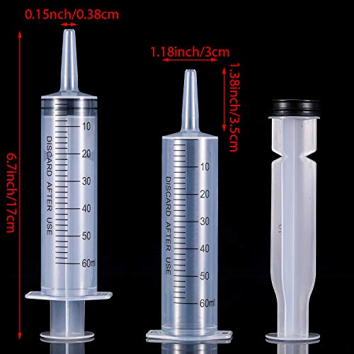 Frienda 4 Packs Syringes Without Needles,60 Ml | Large Plastic Measuring Tools for Food, Horse Care, Lab Dispensing, Graduated Markings, Reusable Multipurpose Applicators - size: 60 ml