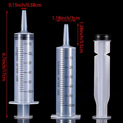 Frienda 4 Packs Syringes Without Needles,60 Ml | Large Plastic Measuring Tools for Food, Horse Care, Lab Dispensing, Graduated Markings, Reusable Multipurpose Applicators - size: 60 ml