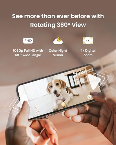 Furbo 360° Dog Camera [No Monthly Fee] | 360° Rotating Live View, Barking Alerts, Treat Toss, 2-Way Audio, Night Vision, Smart Home Puppy Monitoring, No AI Alerts - style: Dog 360° Camera