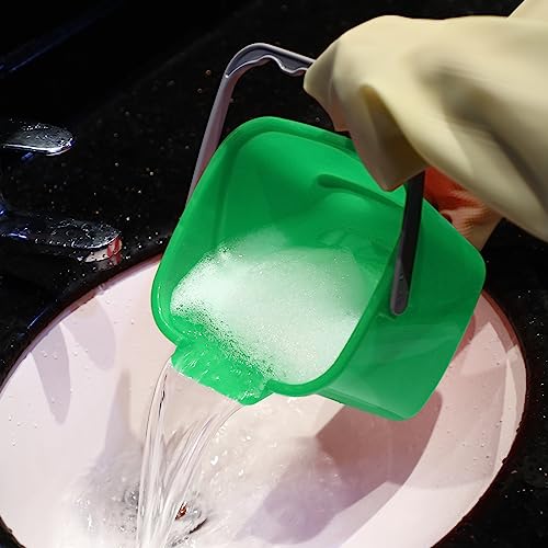 Lallisa 12 Pcs 3 Quart Cleaning Bucket Small Sanitizing Square Bucket Detergent Pail for Home Office Commercial Restaurant Kitchen Bathroom School (Green) - color: Green