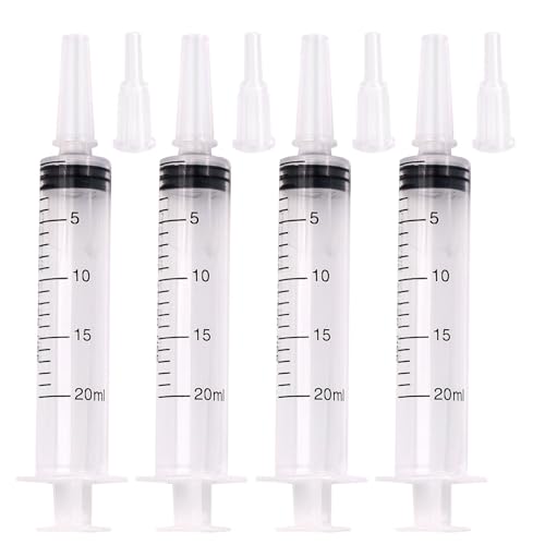 10 Pack 20ml Syringes Without Needle, Sterile & Individually Sealed, Large Plastic Syringes for Liquid, Precise Measuring for Pet Feeding, Scientific Labs & Dispensing - size: 20ml