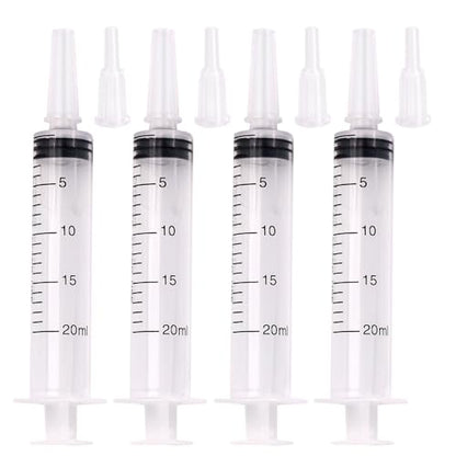 10 Pack 20ml Syringes Without Needle, Sterile & Individually Sealed, Large Plastic Syringes for Liquid, Precise Measuring for Pet Feeding, Scientific Labs & Dispensing - size: 20ml