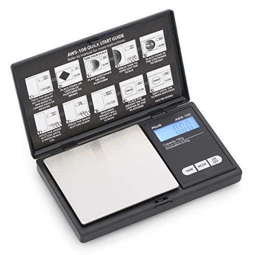 Series Digital Pocket Weight Scale, Stainless-Steel Backlit LCD 100g x 0.01g, (Black), AWS-100-Black - AMERICAN WEIGH SCALES - color: Black, size: 100g x 0.01g