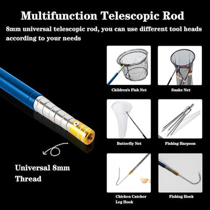 22" 64" Snake Hook Reptile Catcher Stick Tongs Rattlesnakes Grabber Pick-up Handling Tool Kit for Catching Controlling or Moving Python Copperhead (Small Snake Hook - Blue) - color: Small Snake Hook - Blue