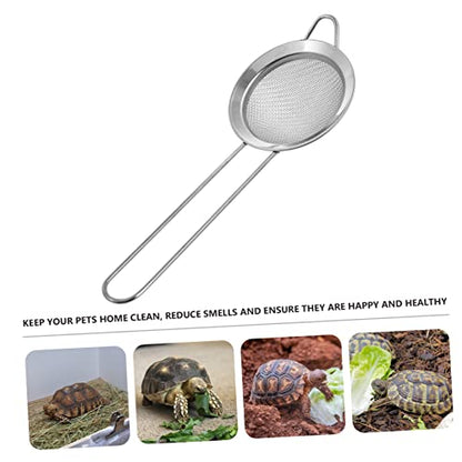 BESPORTBLE Reptile Sand Substrate Scoop 2Pcs Stainless Steel Silver Shovel | Ergonomic Handle Design, Sift out Droppings, for Snake Reptile Terrarium Substrate Cleaning Tool Kit Set