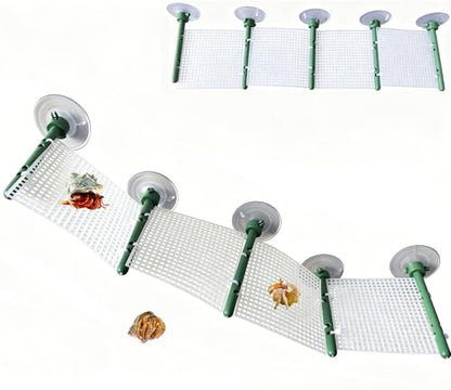 Hermit Crab Accessories Reptile Habitat Climbing Toys Adjustable Platform Flexible Crab Climbing Ladder Small Animal Cage Accessories（Grid Platform）