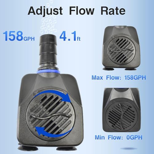 CONQUERALL 10W 158GPH Garden Fountain Pump 4.1ft Transfer Water for Aquarium Pool Waterfall Hydroponic - color: 158gph-10w, size: 1PC