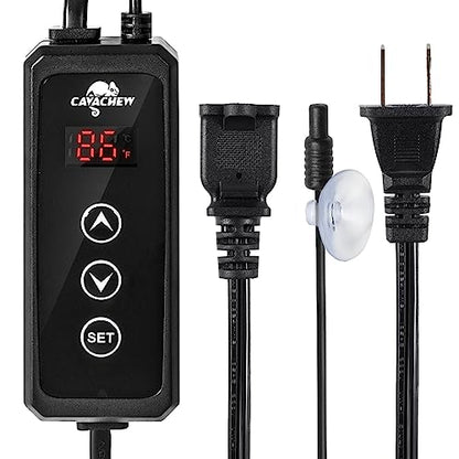 Dimming Thermostat Reptile, Thermostat for Reptile Heat Lamp Mats Bulbs, PID Temperature Controller for Reptile Amphibian Habistat, Memory Function, LED Digital Screen, Sensitive Probe, 300W