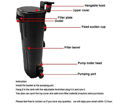 LONDAFISH Ultra-Low Water Level Turtle Filter - 600L/H Submersible Aquarium Filter w/Waterfall Oxygenation, Quiet Operation for 10-40 Gallon Tanks | 600L/H Submersible Aquarium Filter w/Waterfall Oxygenation Pumb, Quiet Operation for 10-40 Gallon Tanks