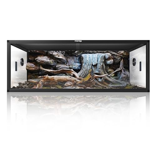 Lightweight 85 Gallon Reptile Enclosure for Snake, Bearded Dragon | Optimal Ventilation & Light Penetration by Rust Proof Mesh Top, Easy Assembly within 6 Steps with Clear Instruction - color: Ultimate Black, size: 85 Gallon