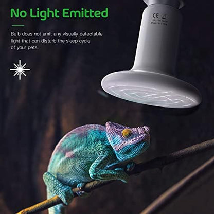Simple Deluxe 150W 2 Pack Ceramic Heat Emitter, Non-Light Emitting Heat Lamp for Amphibian Pet Terrariums, Chameleons, Lizards, Snakes, and Incubating Chickens White - size: 150 W, style: 2-Pack