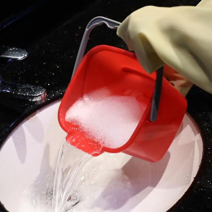 LemonRoad 3 Pcs Cleaning Bucket Small Sanitizing Square Bucket Multi-Size 3+6+8 Quart Detergent Pail for Home Commercial Restaurant Kitchen Office School Wash Rinse Sanitize Handwash(Red) - color: Red