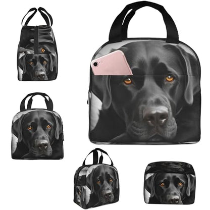 Insulated Lunch Bag Black Dog Lunch Box for Women Men Reusable Leakproof Lunch Cooler Bag for Office Picnic - color: Black Dog