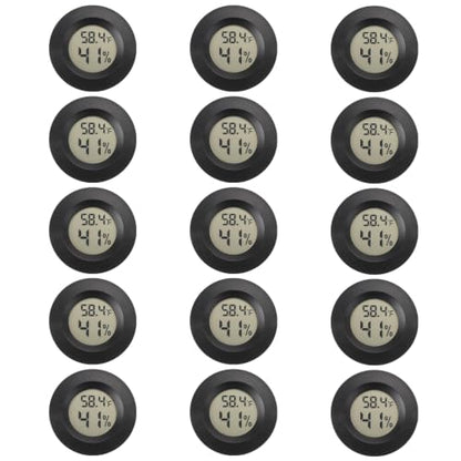 Serundo Auto Digital Hygrometer Thermometer Indoor/Outdoor Hygrometer 15PC | Mini Size,LCD,℉/℃ Conversion,Fast Response, Outdoor Thermometer with Humidity for Reptile Greenhouse Cellar 3D Printer