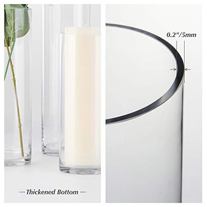WGVI Quality Thick Weighted Clear Cylinder Glass Vases, 3" W x 10" H, Flower Bud Vase Skinny Narrow Floral Bouquet Container for Wedding Centerpieces Tabletop Pen Brush Holder, 1 Piece - size: 3"x10"H