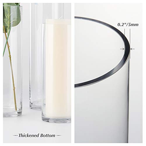 WGVI Quality Thick Weighted Clear Cylinder Glass Vases, 3" W x 12" H, Skinny Bud Vase Narrow Floral Bouquet Flower Arrangements Storage Container Candle Holders Decorative Accents, 1 Piece - size: 3"x12"H