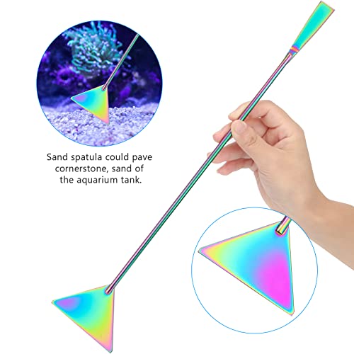 15" Aquarium Aquascape Tools Kit 4P Stainless Steel Aquascaping Set | 4in1 Extra Long Full Metal Design, Scissors, 2P Tweezers And Sand Spatula, For Trimming Plants, Arranging Sand And Aquascape - color: Colorful