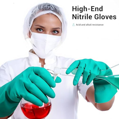 ThxToms Chemical Resistant Nitrile Gloves, Latex Rubber Free, 1 Pair, L | 15mil,Reusable Heavy Duty Diswashing Gloves, Resist Household Acid, Alkali, Solvent and Oil, Skin-Friendly & Anti-Slip Design - size: Large