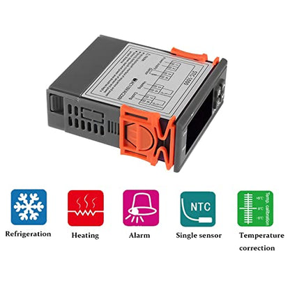 STC-1000 Digital Temperature Controller AC 10A 110V-220V (2 Pack) | Digital LED Temperature Controller Heating Cooling Centigrade Thermostat 2 Relays Output with NTC Sensor Probe