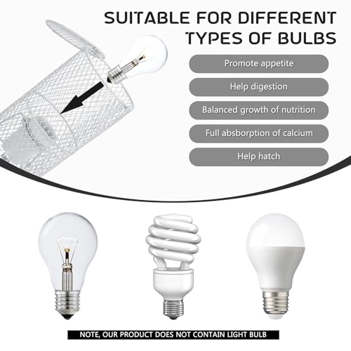 1 Pcs Reptile Heat Lamp Guard with 150W Ceramic Heat Emitter Basking Anti Scald Heating Lamp Holder Mesh Cage Reptile Protection Lampshade for Lizard Snake Without Bulb (4 Inch,White,White) - color: White, White