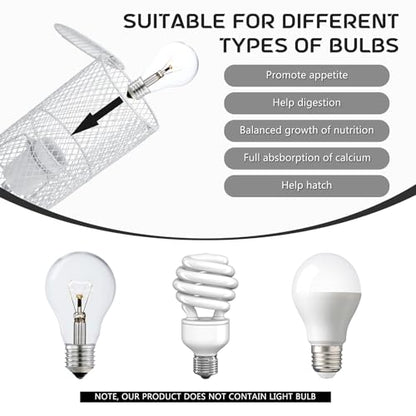 1 Pcs Reptile Heat Lamp Guard with 150W Ceramic Heat Emitter Basking Anti Scald Heating Lamp Holder Mesh Cage Reptile Protection Lampshade for Lizard Snake Without Bulb (4 Inch,White,White) - color: White, White